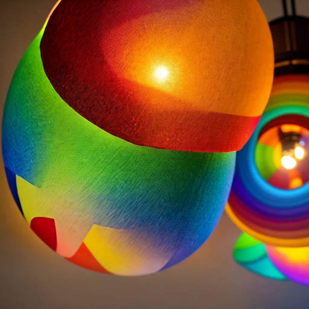 lampada artesanal tecido colorido