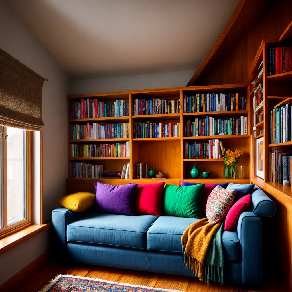 cantinho leitura livros almofadas