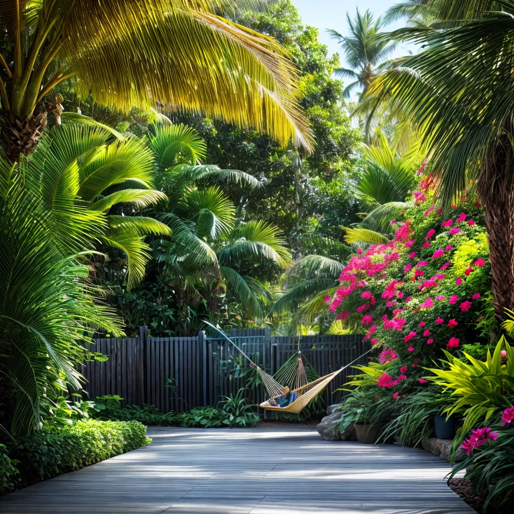 jardim tropical flores palmeiras hammock