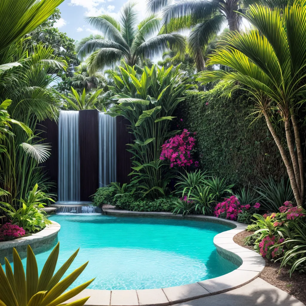 jardim tropical colorido palmeiras oasis