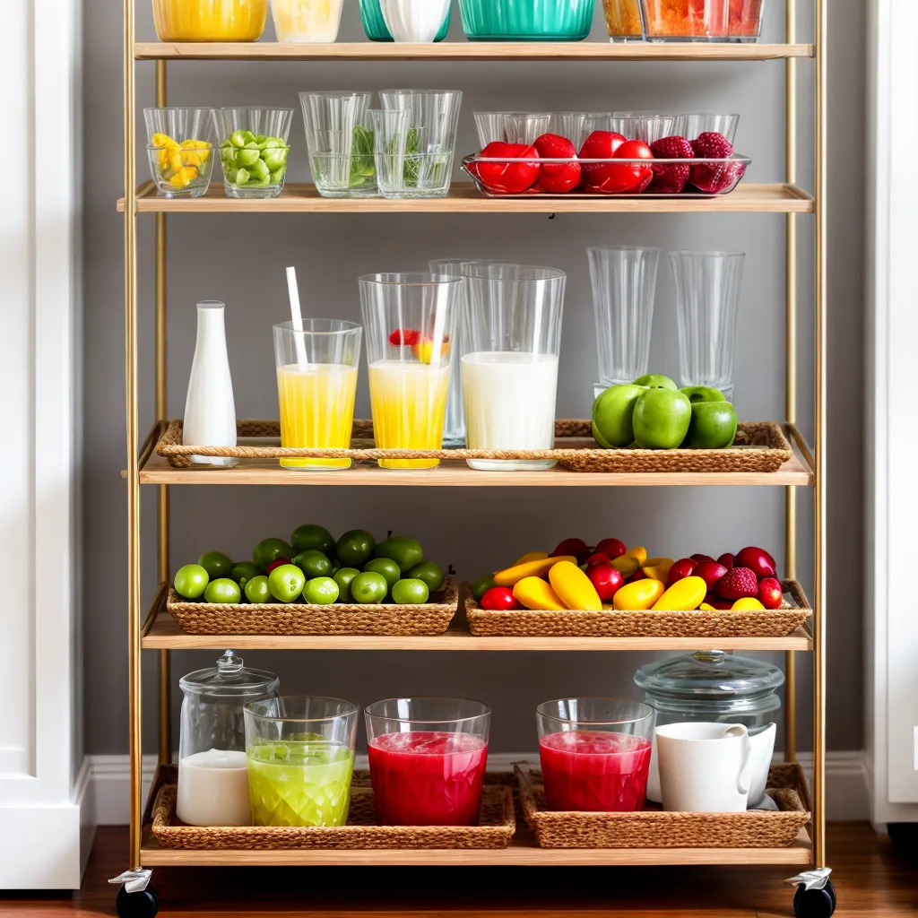 bar cart bebidas coloridas frutas
