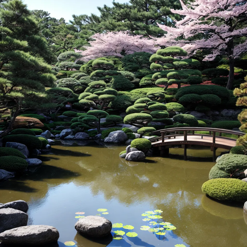 jardim japones ponte pond cerejeiras