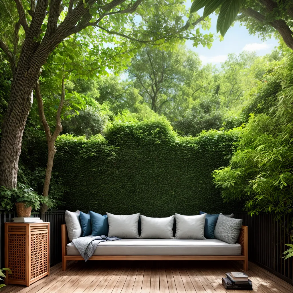 cantinho leitura jardim almofadas mesa