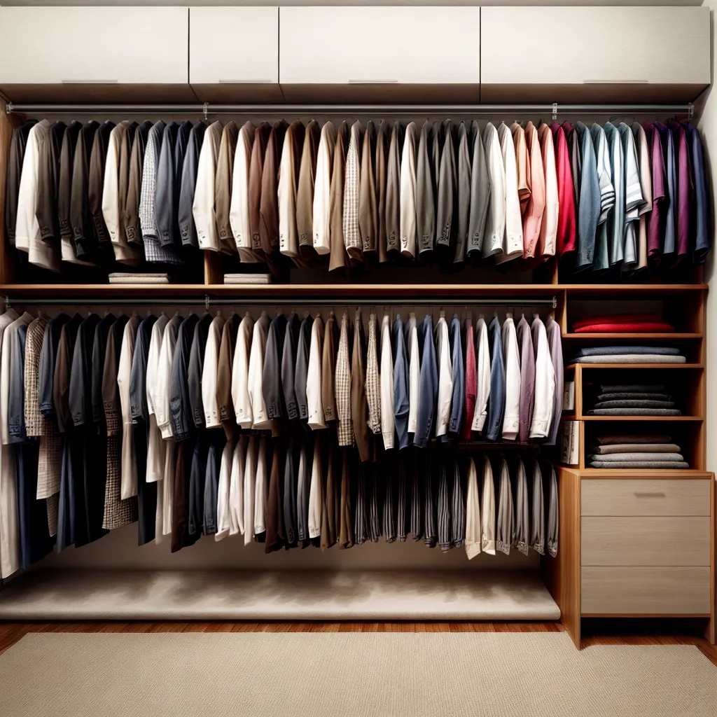 guarda roupa organizado setores