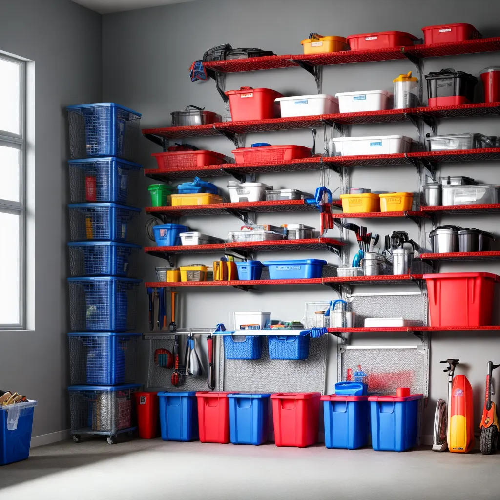 garagem organizada bins ferramentas bicicletas