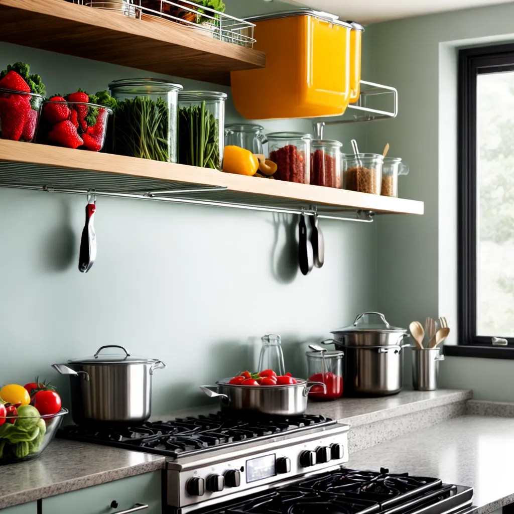 cozinha organizada utensilios frutas legumes