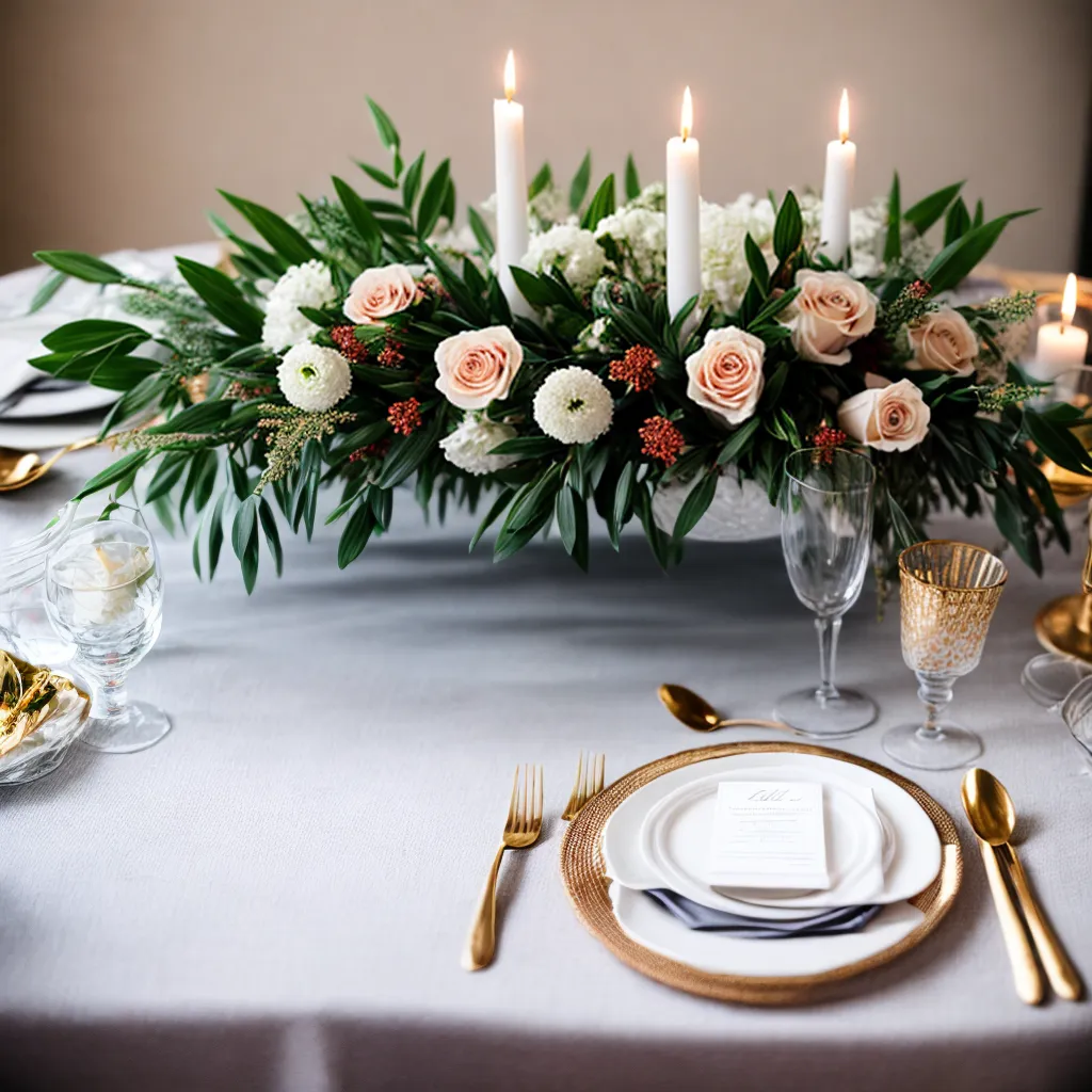 mesa jantar elegante flores cristais