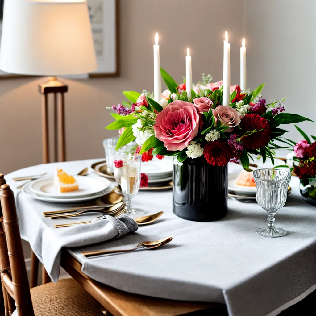 mesa jantar elegante cristais flores ambiente