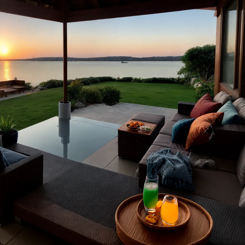 espaco ao ar livre conforto lounge por do sol
