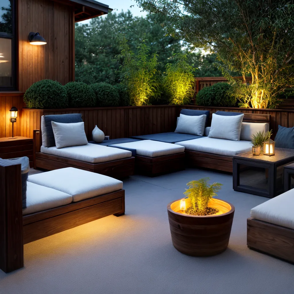 deck madeira cadeiras luzes ambiente