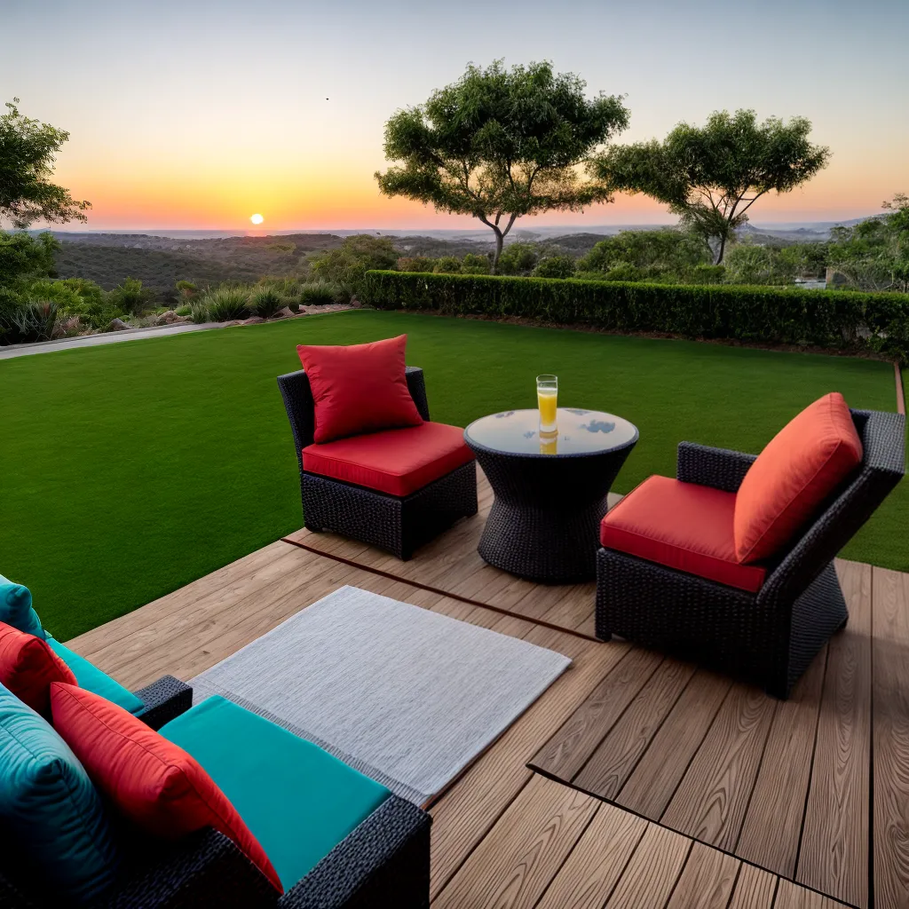 deck madeira cadeiras limao por do sol