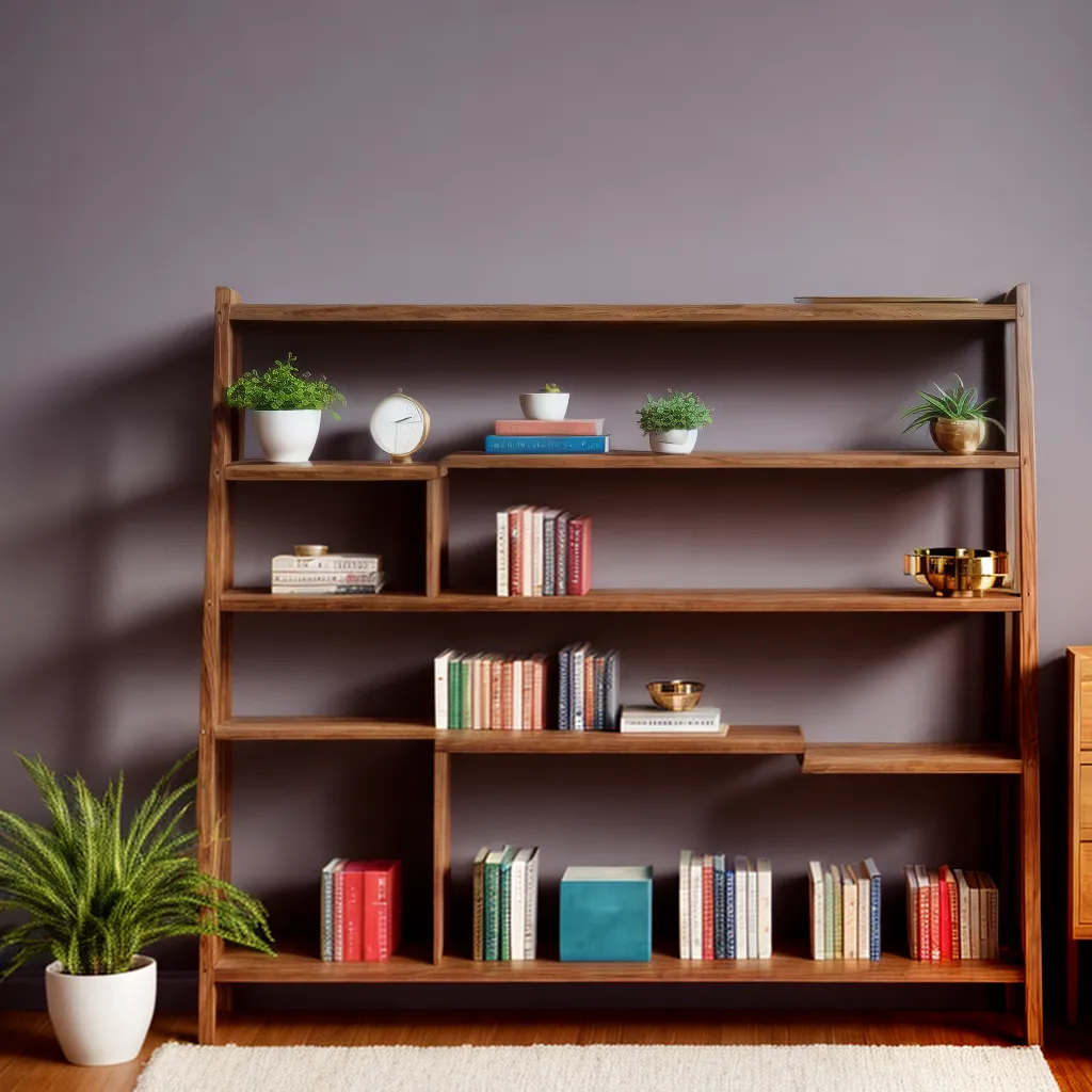 estante madeira livros decorativos plantas