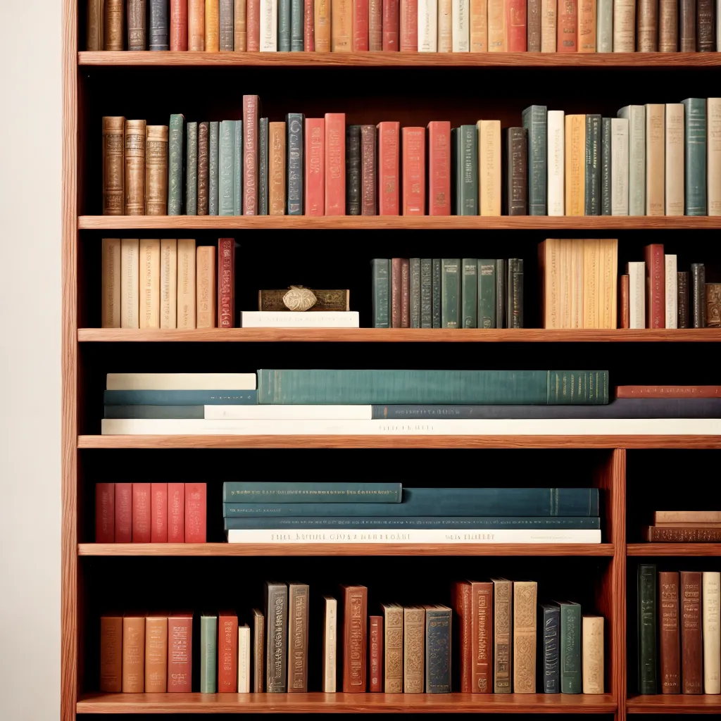 estante organizada livros coloridos