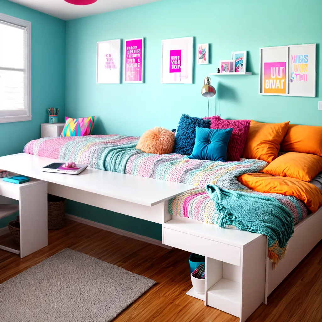 quarto adolescente vibrante organizado
