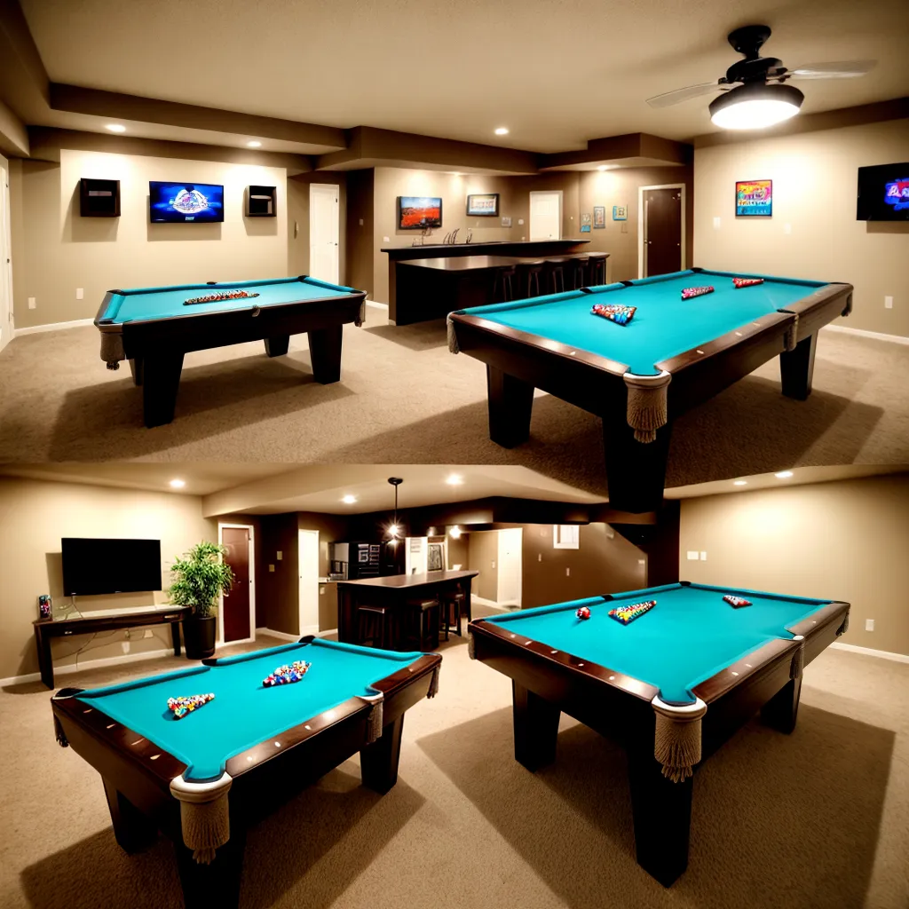 sala jogos divertida basement iluminacao