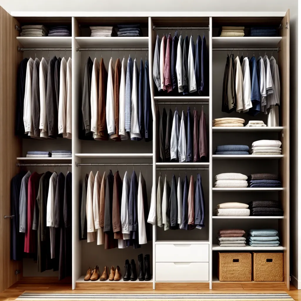 guarda roupa organizado secoes estacoes