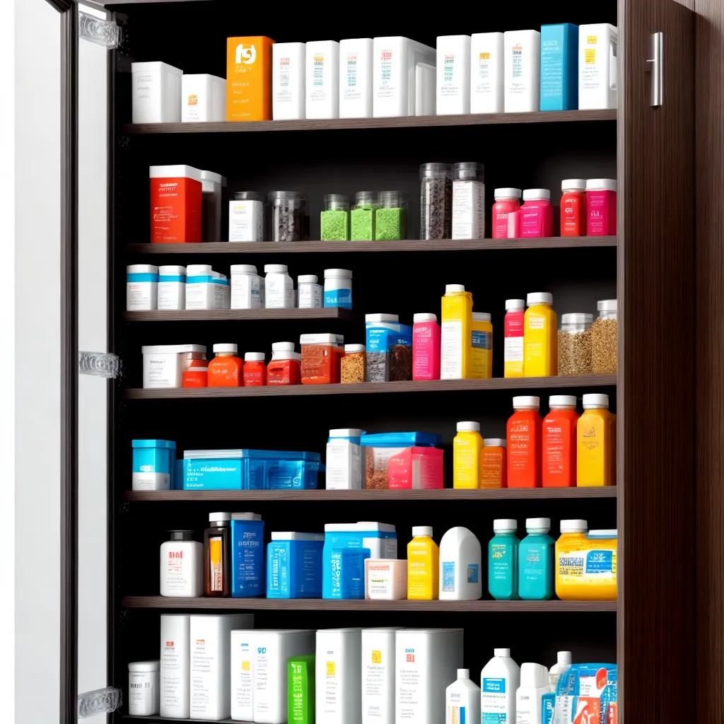 armario organizado medicamentos rotulados