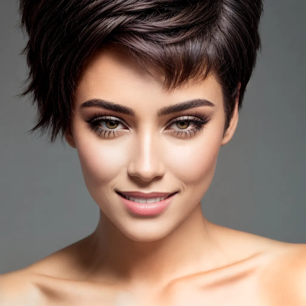mulher sorriso confiante corte cabelo mulher sorriso confiante corte cabelo