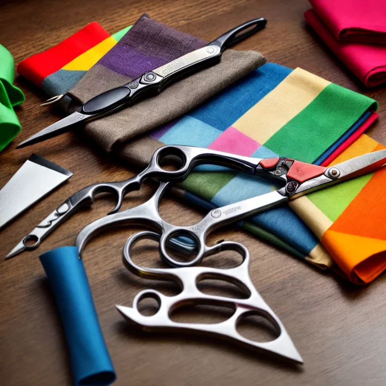 tesoura vintage tecido colorido costura