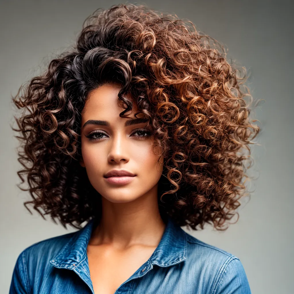 mulher cachos definidos destaque cabelo