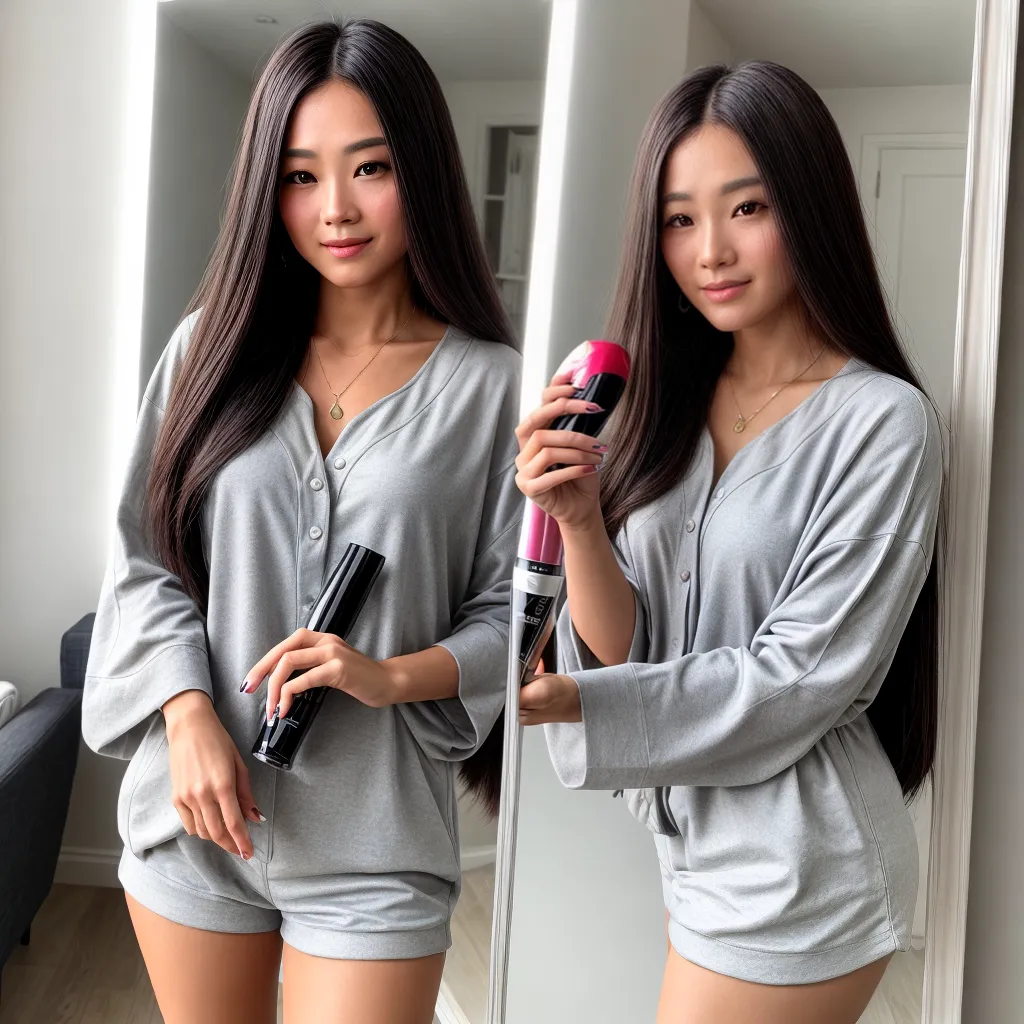mulher cabelo fino serum espelho