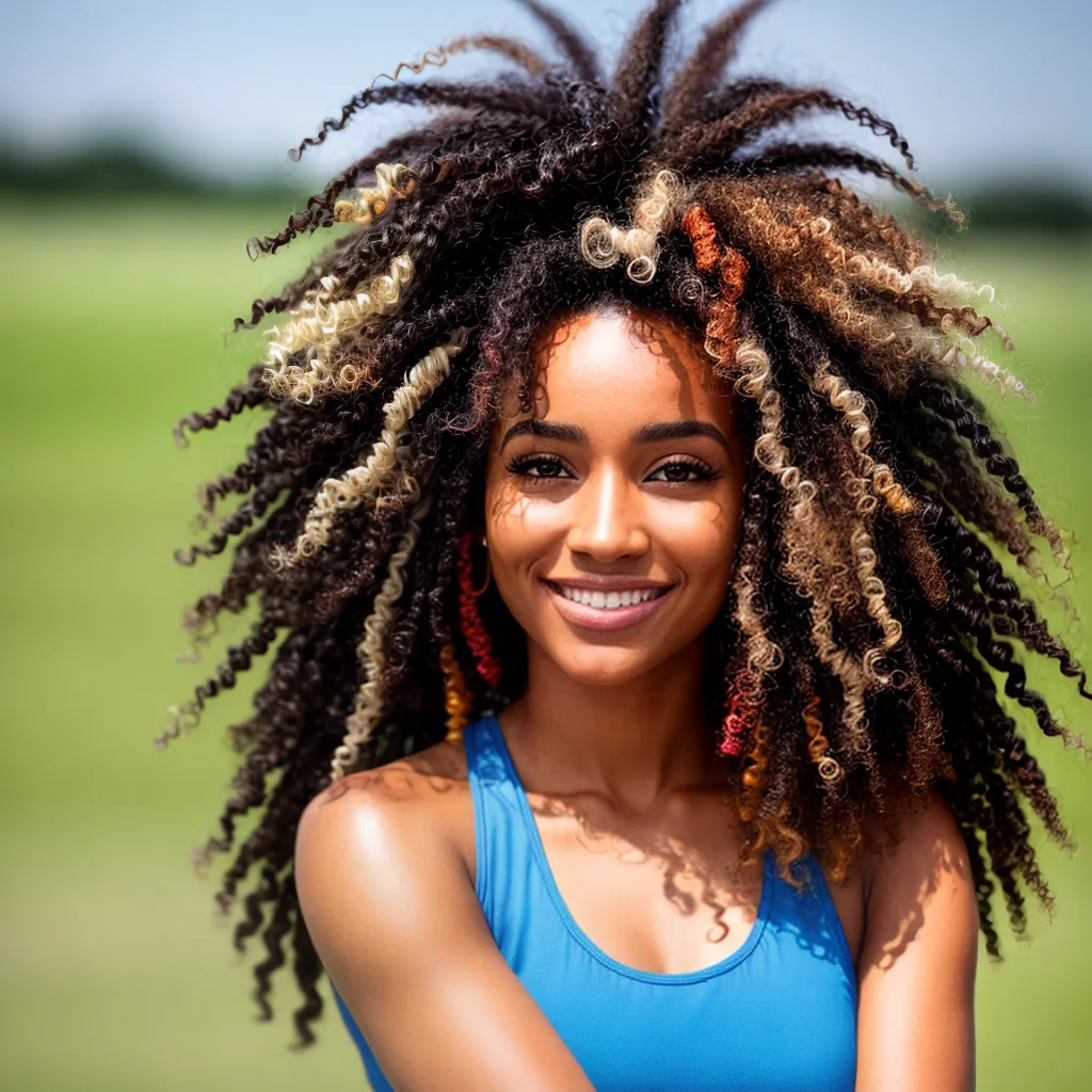 mulher cabelo cacheado cores destaque