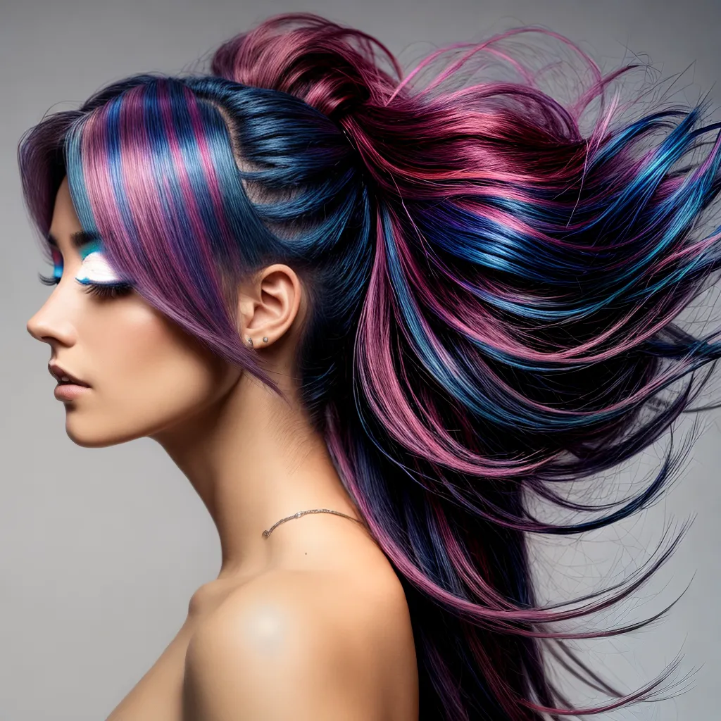 mulher cabelos coloridos coque vibrante mulher cabelos coloridos coque vibrante