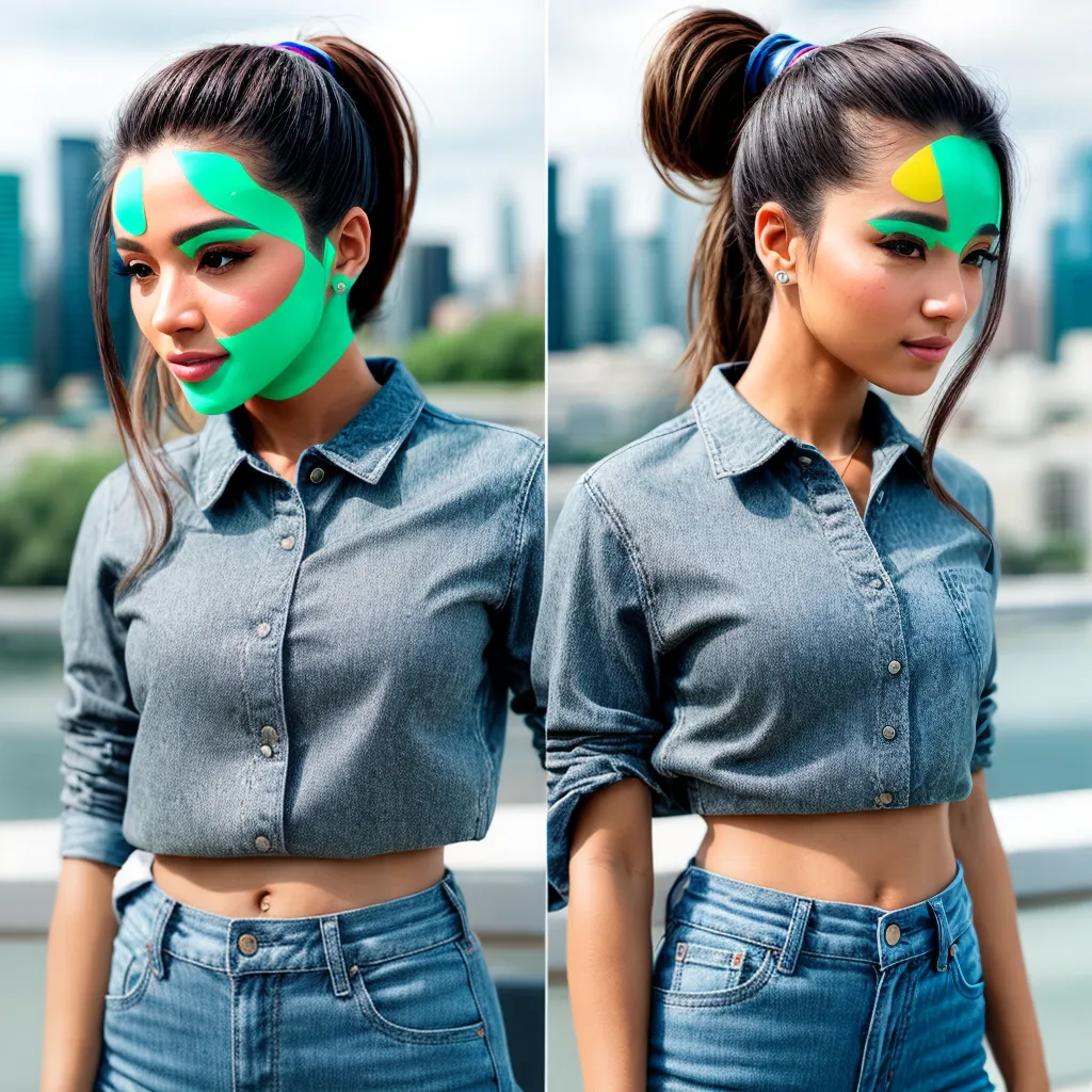 mulher ponytail estilo cidade