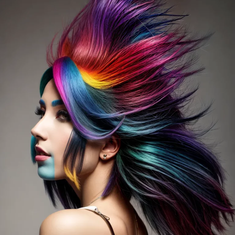 cabelo multicolorido geometrico ousado