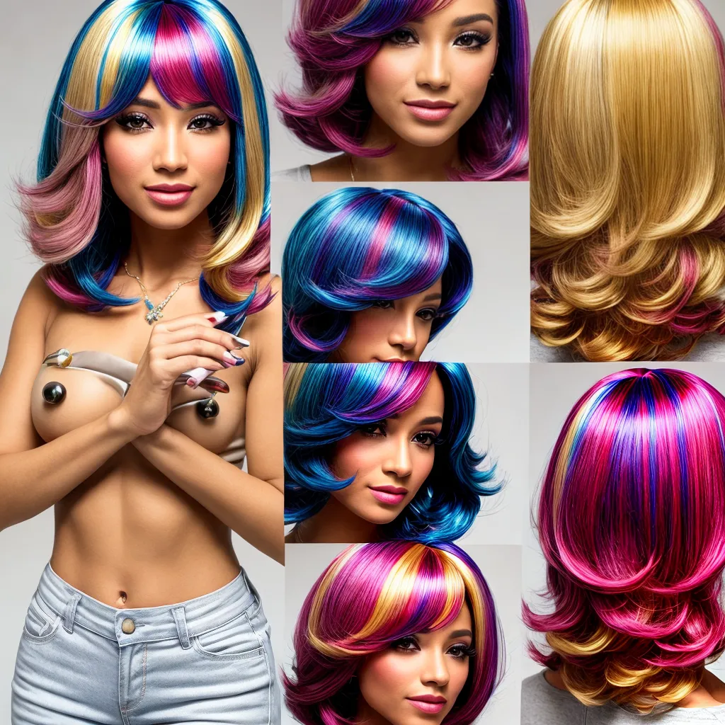 mao mulher peruca colorida escolha