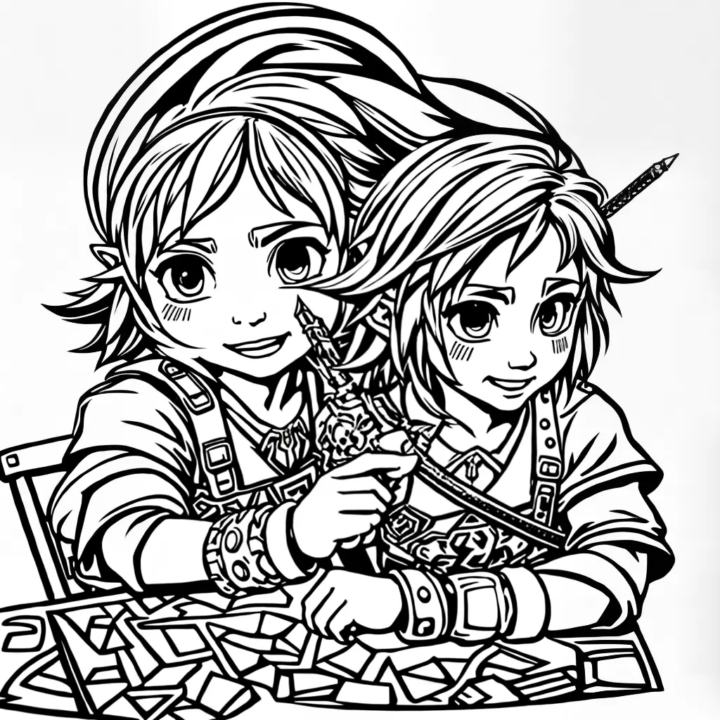 Fotos crianca colorindo link zelda 1