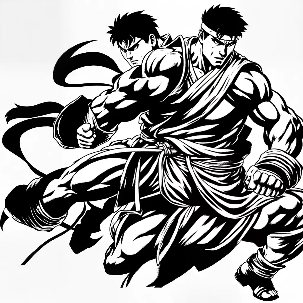 Fotos ryu lutador desenho preto branco Fotos ryu lutador desenho preto branco