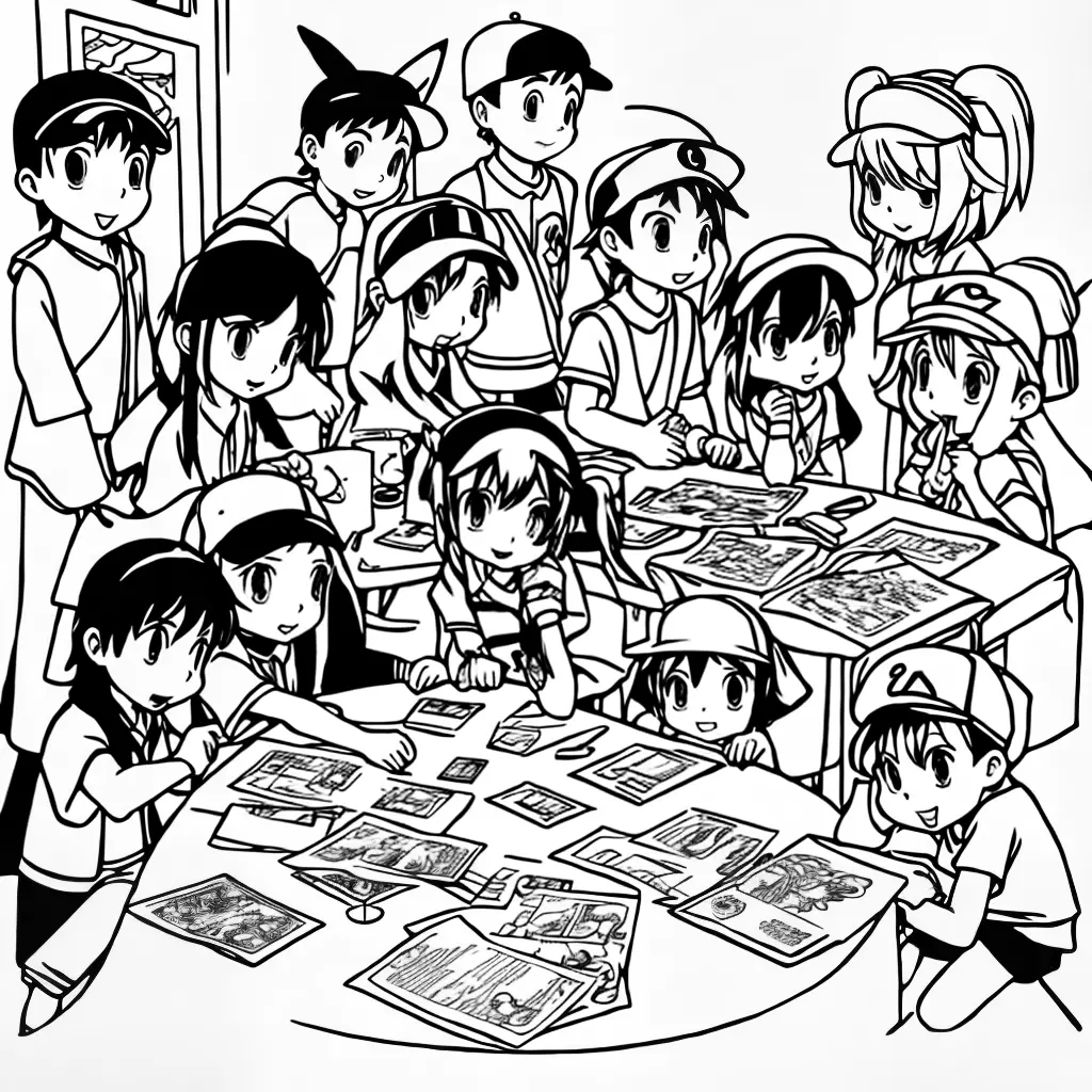 Fotos criancas mesa colorir pokemon poster