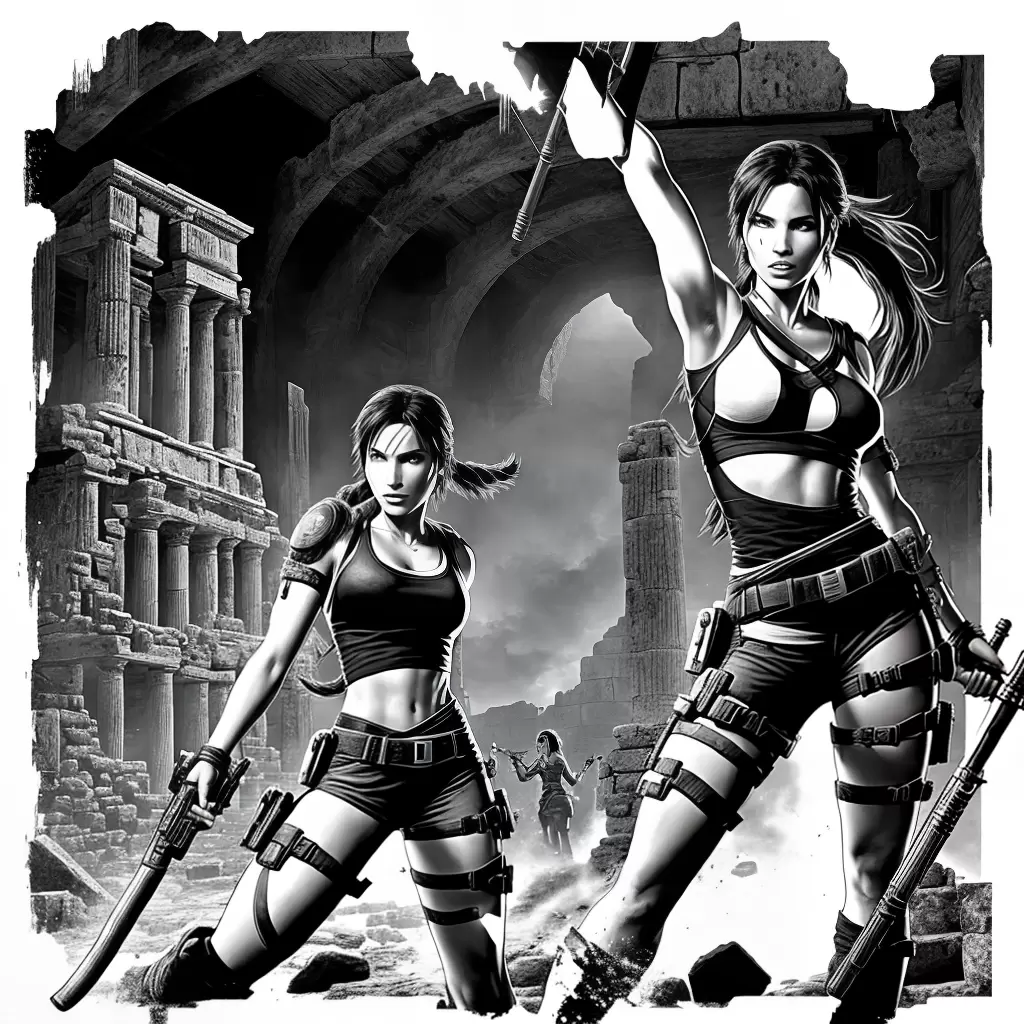 Fotos lara croft pistolas ruinas aventura