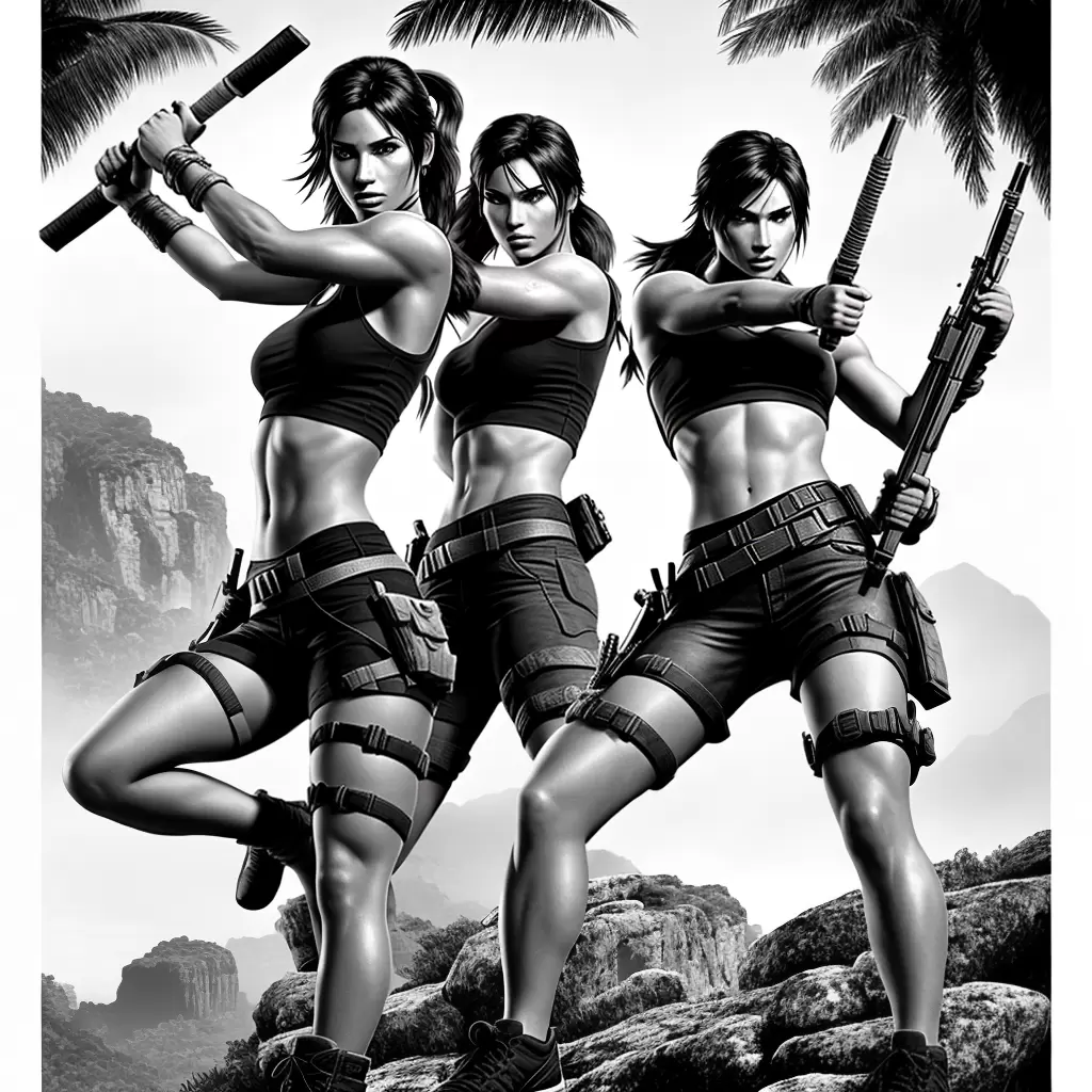 Fotos lara croft desenho preto branco
