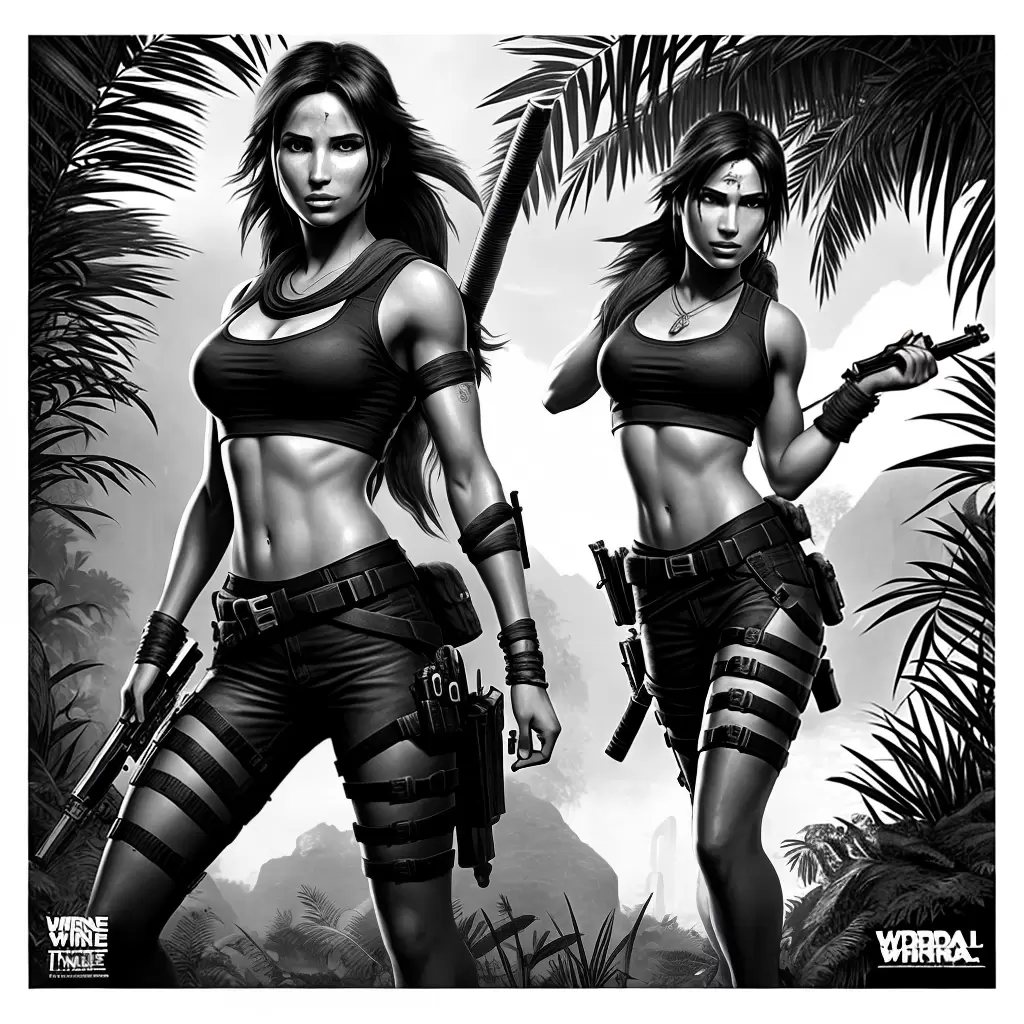 Fotos lara croft pistolas aventura jungle