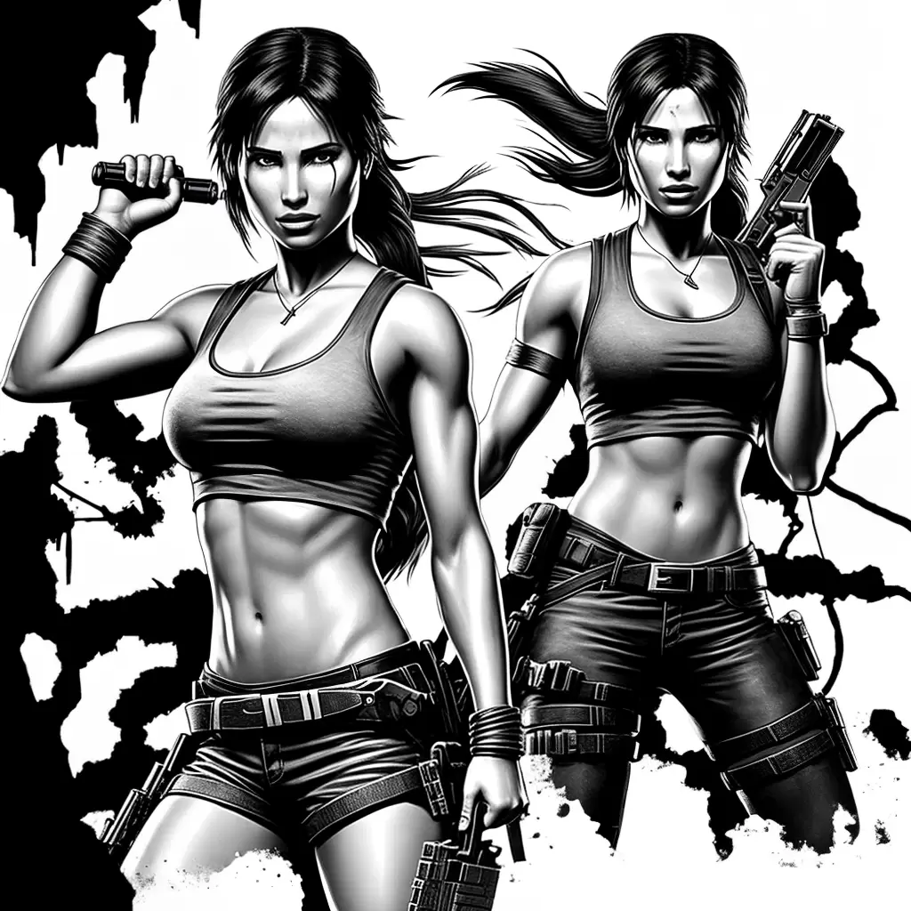 Fotos lara croft pistolas temple jungle