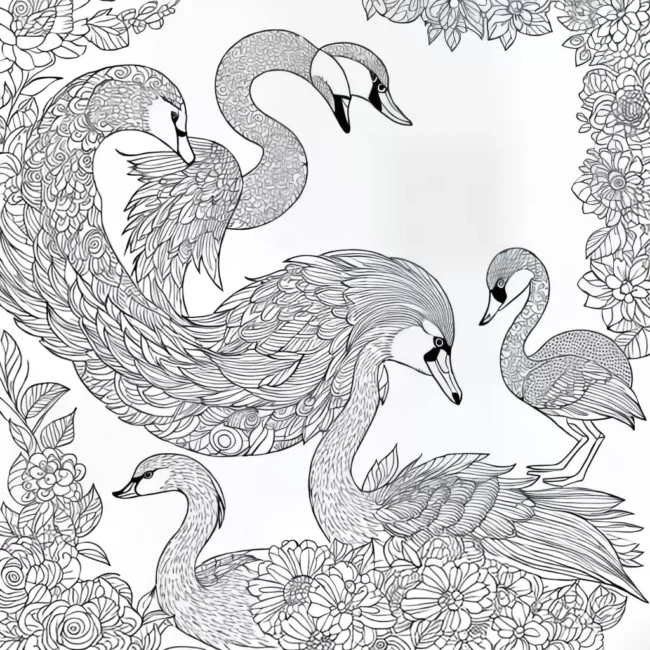Fotos colorir kawaii cisne fofo