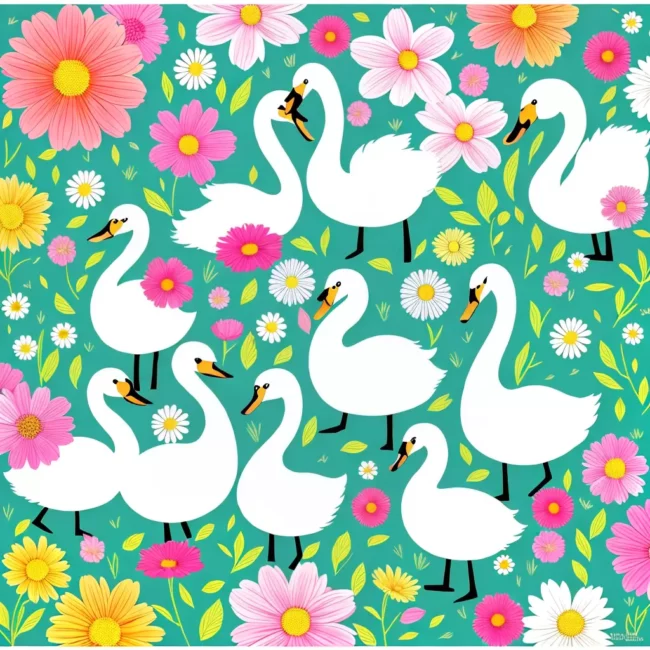 Fotos ilustracao cisnes coloridos natureza crianca