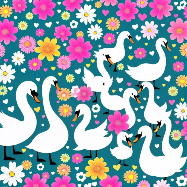 Fotos cisnes coloridos ilustracao floral