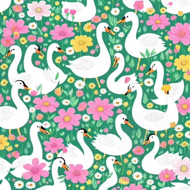 Fotos cisnes kawaii flores colorir