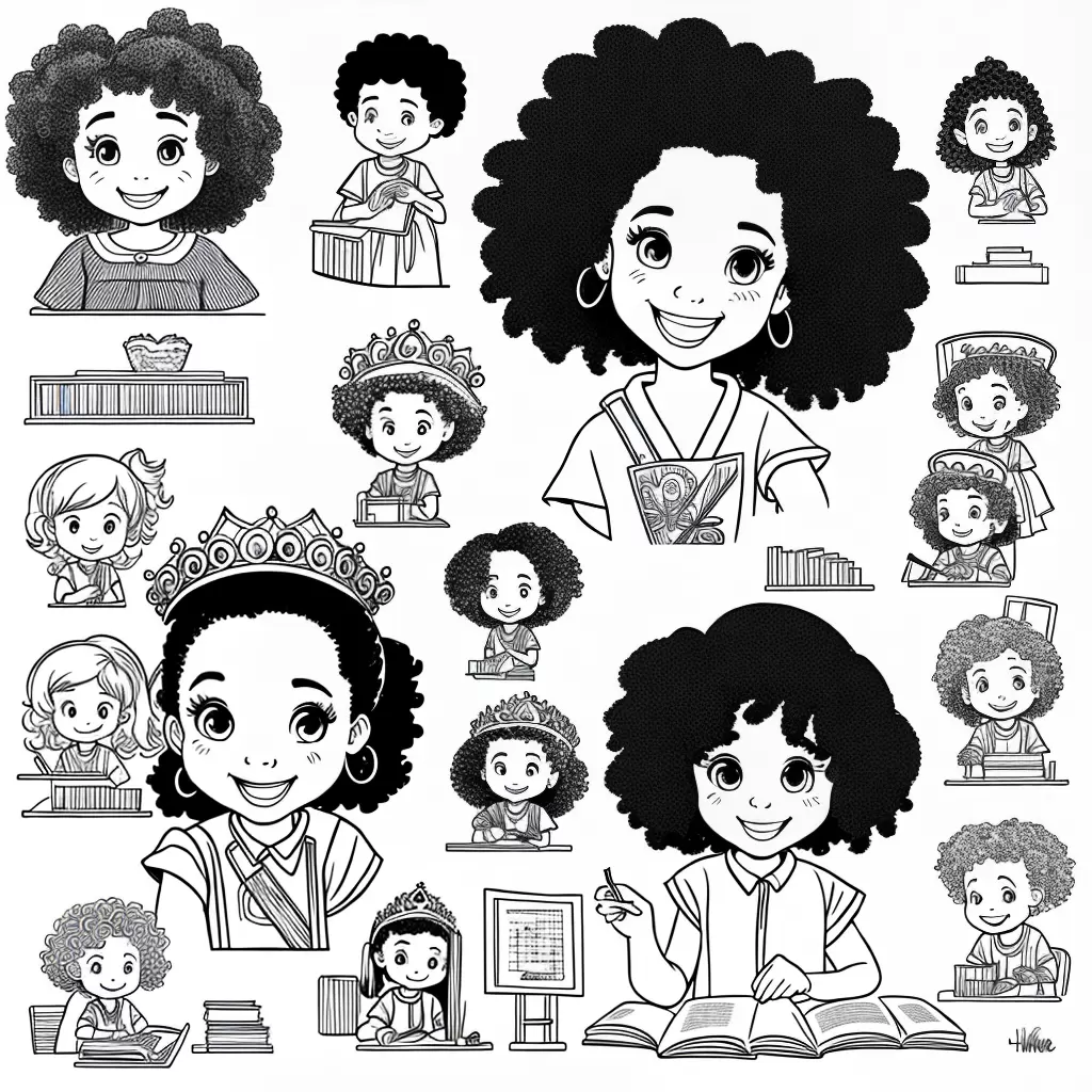 Fotos menina colorindo princesa negra