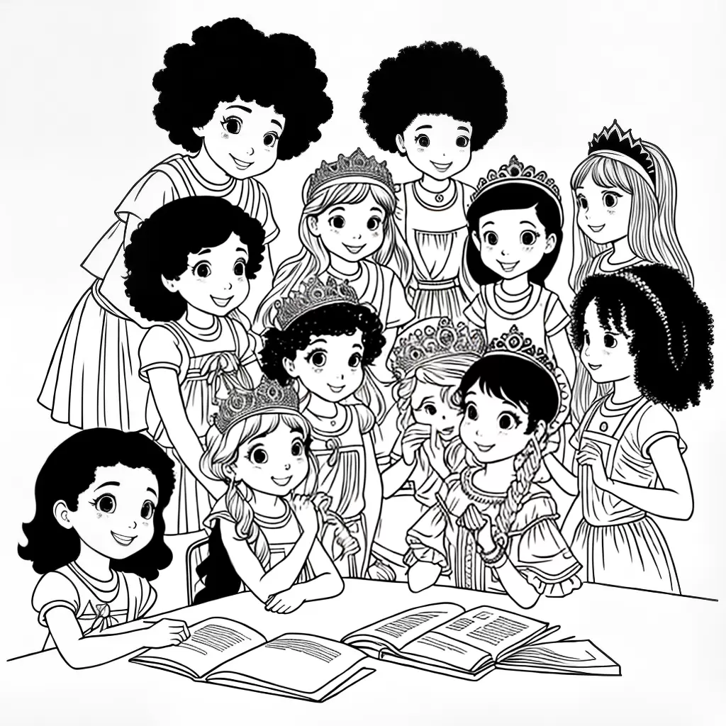 Fotos meninas colorindo princesas negras