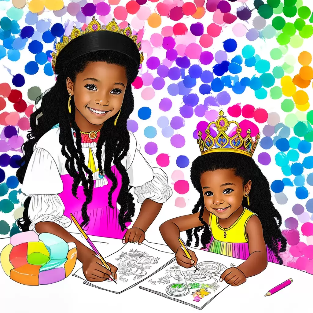 Fotos menina colorindo princesa alegre