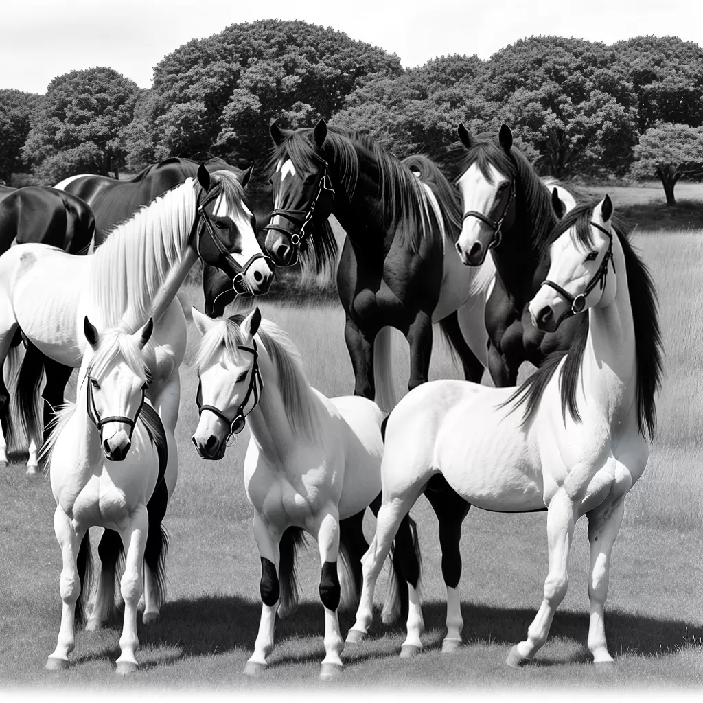 Fotos ilustracao cavalos breton preto branco