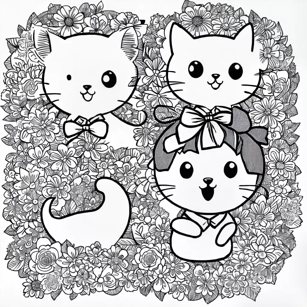 Fotos anime colorir chibi gato flor