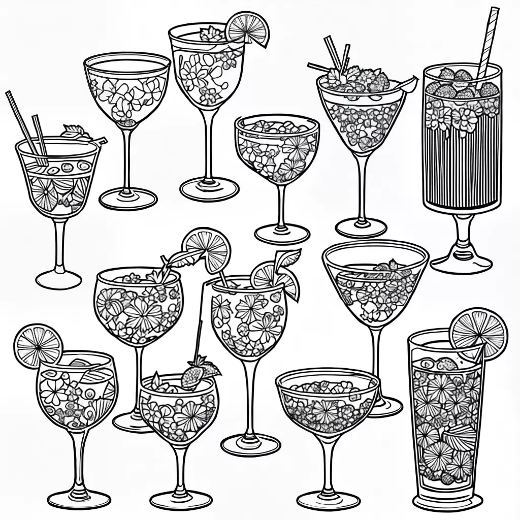 Fotos colorir coqueteis margarita pina colada mojito cosmopolitan