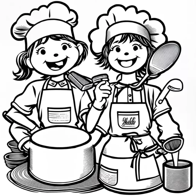 Fotos boneca chef sorridente utensilios