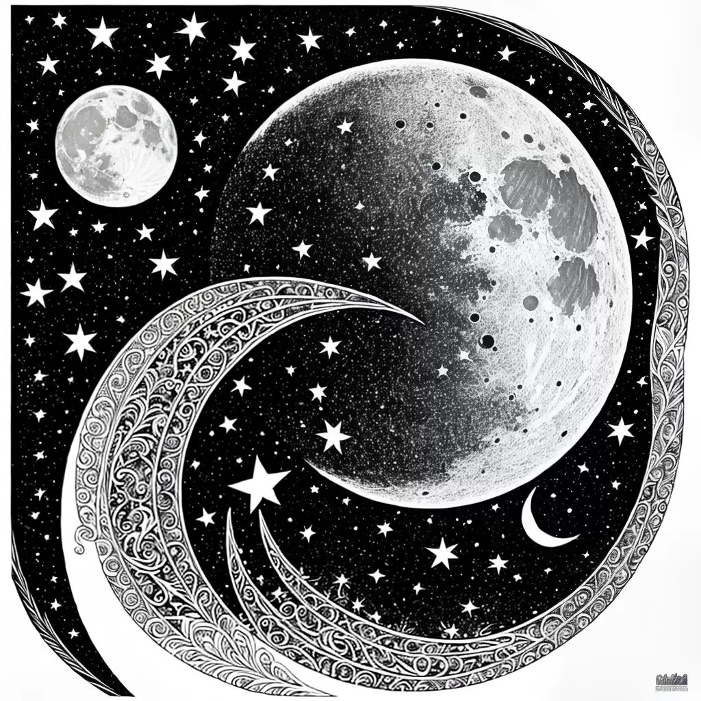 Fotos lua estrelas desenho preto branco