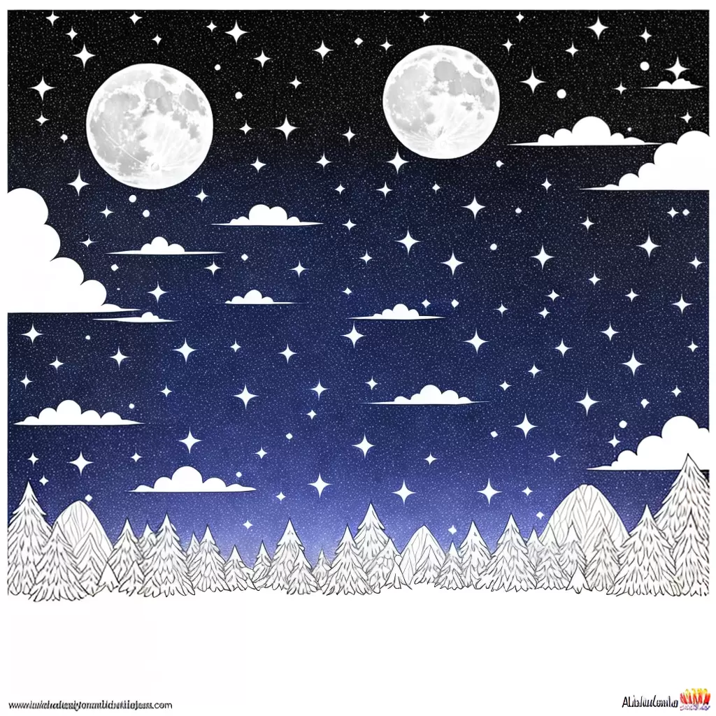 Fotos lua estrelas nuvens colorir